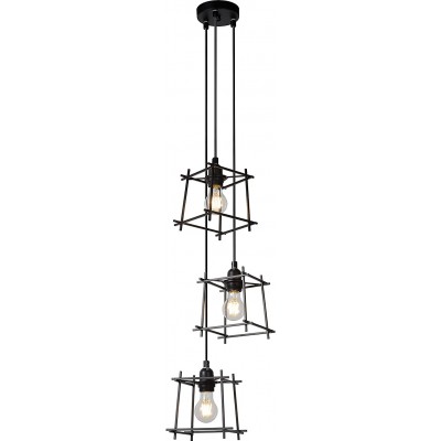 Lámpara colgante 120W Forma Cúbica 147×17 cm. Triple foco Salón, comedor y vestíbulo. Estilo moderno. Metal. Color negro