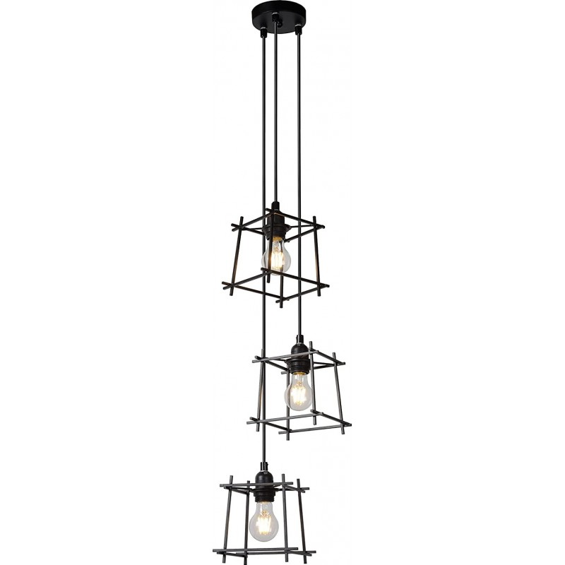 145,95 € Envoi gratuit | Lampe à suspension 120W Façonner Cubique 147×17 cm. Triple foyer Salle, salle à manger et hall. Style moderne. Métal. Couleur noir