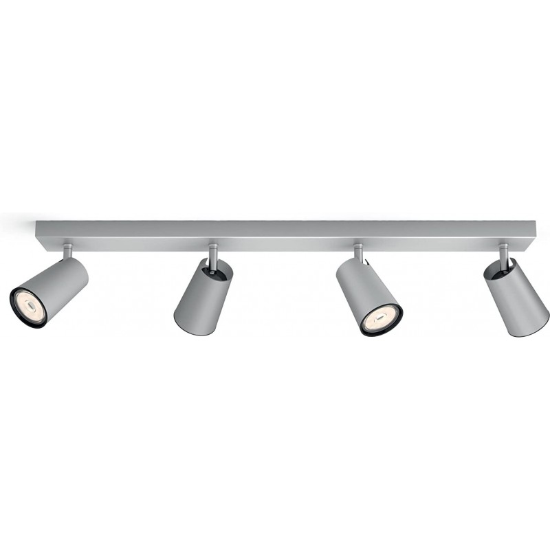 93,95 € Envio grátis | Refletor interno Philips 10W 6×1 cm. 4 focos LED ajustáveis Alumínio e metais. Cor cinza