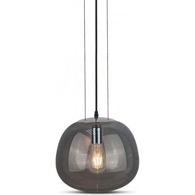 Lámpara colgante 60W Forma Esférica 138×38 cm. Salón, comedor y dormitorio. Estilo moderno. Metal y Vidrio. Color negro