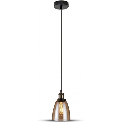 Lampe à suspension 60W Façonner Conique Ø 14 cm. Salle, salle à manger et chambre. Style vintage. Cristal. Couleur cuivre