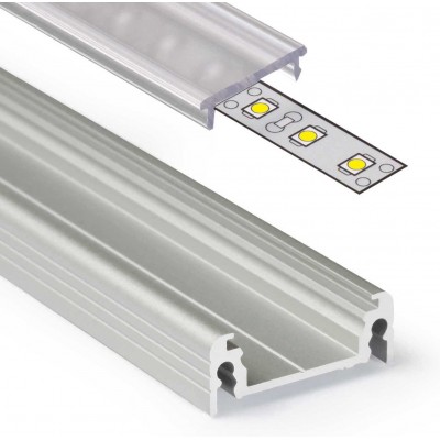 照明器具 細長い 形状 100×2 cm. LED照明を取り付けるためのUプロファイル リビングルーム, ダイニングルーム そして ロビー. アルミニウム. グレー カラー