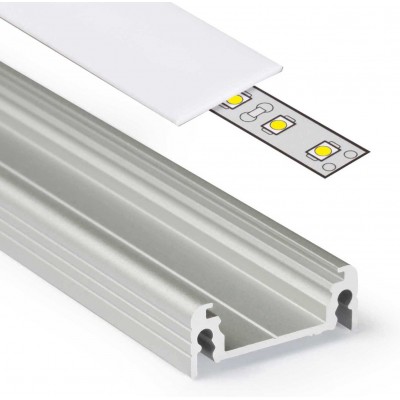 Appareils d'éclairage Façonner Étendue 100×2 cm. Profilé en U pour le montage d'un éclairage LED Salle, chambre et hall. Aluminium. Couleur gris