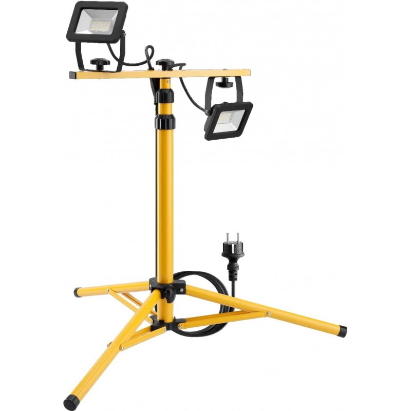 79,95 € Free Shipping | Flood and spotlight 40W 4000K Neutral light. Rectangular Shape 60×25 cm. 2 LED light points. Tripod with telescopic support Work zone. Metal casting. Yellow Color
