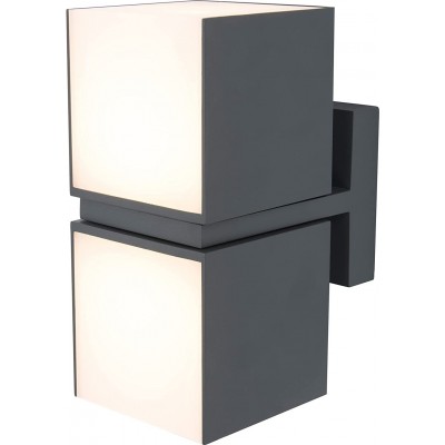 Outdoor wall light 23W Rectangular Shape 21×21 cm. 2 bidirectional LED light points Terrace, garden and public space. Modern Style. PMMA. Anthracite Color