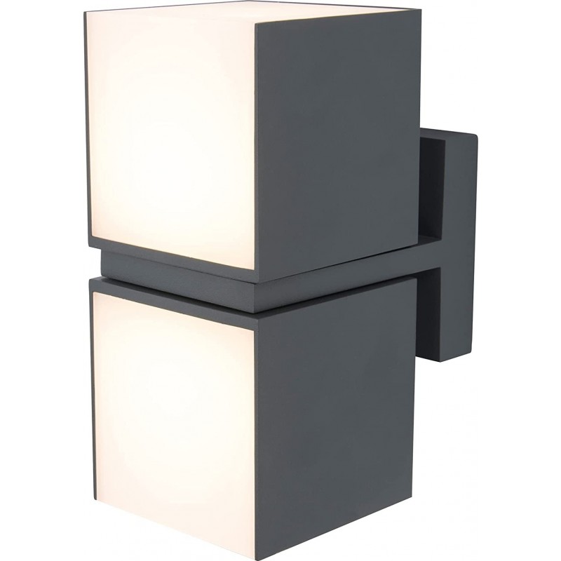95,95 € Free Shipping | Outdoor wall light 23W Rectangular Shape 21×21 cm. 2 bidirectional LED light points Terrace, garden and public space. Modern Style. PMMA. Anthracite Color