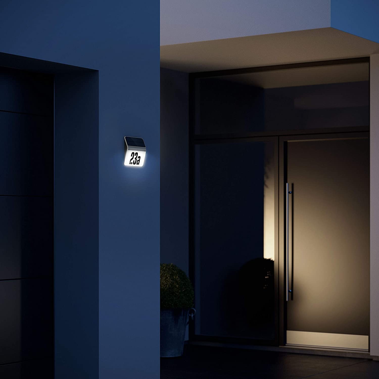 119,95 € Envio grátis | Aplique de parede ao ar livre 24×23 cm. Sinalização numérica para casas com sensor Pmma. Cor antracite