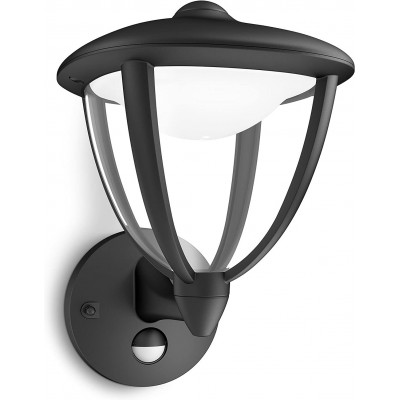 Настенный светильник для улицы Philips 4W 28×24 cm. Светодиоды с датчиком Зал. Алюминий. Чернить Цвет