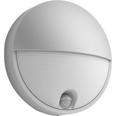 Applique da esterno Philips 7W Forma Rotonda 21×21 cm. LED. Sensore di movimento Atrio e corridoio. Stile moderno. Alluminio. Colore grigio