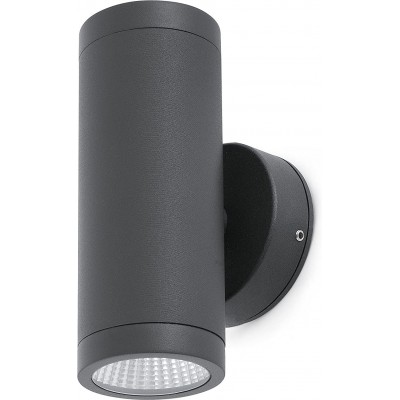 Flood and spotlight 12W Cylindrical Shape Ø 6 cm. Bidirectional LED Terrace, garden and public space. Modern Style. Aluminum, Crystal and Metal casting. Gray Color