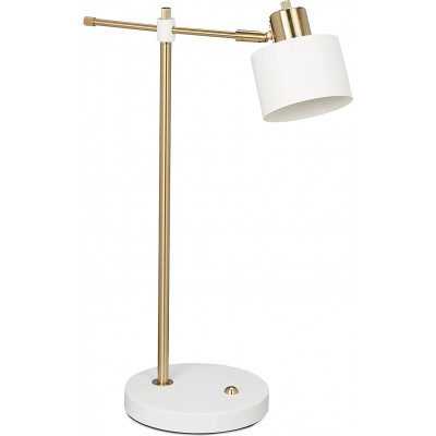 Lampada de escritorio Forma Cilíndrica 56×36 cm. Articulável Sala de jantar, quarto e salão. Estilo retro. Metais. Cor branco