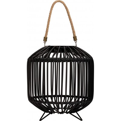 73,95 € Free Shipping | Outdoor lamp 3000K Warm light. Ø 23 cm. Solar recharge Pmma, metal casting and rattan. Black Color