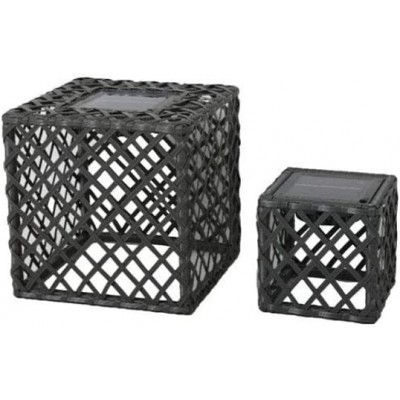 99,95 € Free Shipping | Outdoor lamp 1W Cubic Shape 26×26 cm. 2 piece set Terrace, garden and public space. Modern Style. Metal casting and Polyethylene. Black Color