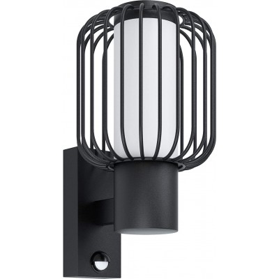 78,95 € Free Shipping | Outdoor wall light Eglo Cylindrical Shape 32×17 cm. Sensor Terrace, garden and public space. Modern Style. Galvanized steel and PMMA. Black Color