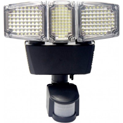 Projecteur d'extérieur 21×16 cm. Mise au point triple réglable. Détecteur de mouvement. recharge solaire Pmma. Couleur noir