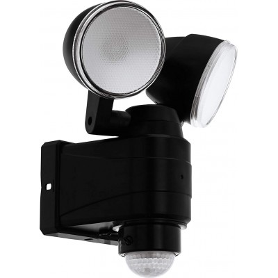 Foco proyector exterior Eglo 4W 24×19 cm. Doble foco orientables. Detector de movimiento Pmma. Color negro