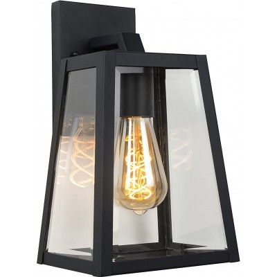 93,95 € Envío gratis | Aplique de pared exterior 60W 31×18 cm. Cristal y metal. Color negro