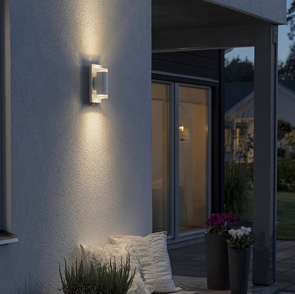 93,95 € Envio grátis | Aplique de parede ao ar livre 14W 23×12 cm. iluminação bidirecional Alumínio. Cor branco