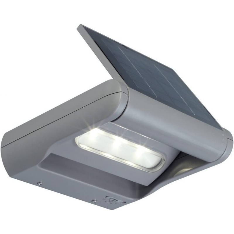 75,95 € Free Shipping | Outdoor wall light 1W Rectangular Shape 18×18 cm. Adjustable. solar recharge. dimmable Terrace, garden and public space. Modern Style. Metal casting. Gray Color