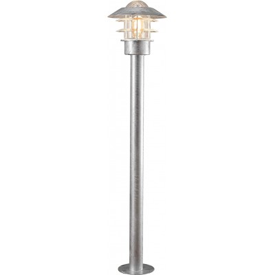 Farol luminoso 60W Forma Cilíndrica 98×22 cm. Sala de estar, quarto e terraço. Aço galvanizado e Vidro. Cor prata