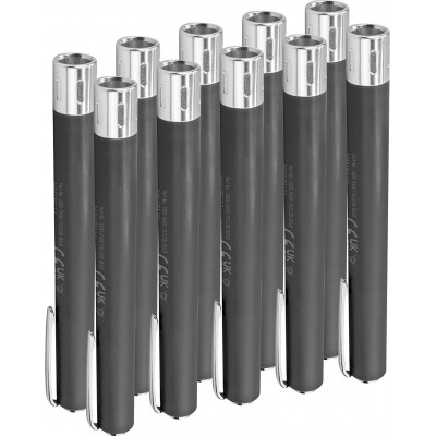 74,95 € Free Shipping | 10 units box LED flashlight Cylindrical Shape 12×2 cm. Aluminum and PMMA. Black Color