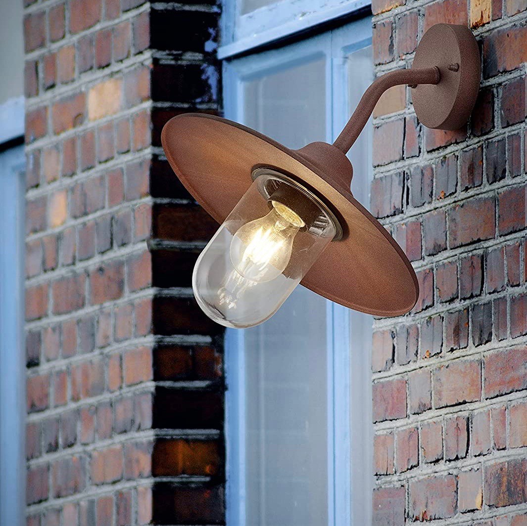 88,95 € Free Shipping | Outdoor wall light Trio 40W 32×30 cm. Aluminum and crystal. Brown Color