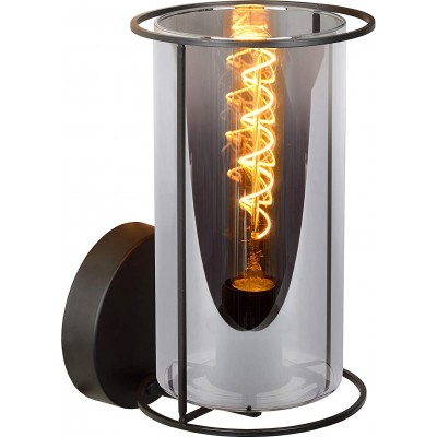109,95 € Free Shipping | Outdoor wall light 40W Cylindrical Shape 27×18 cm. Living room, dining room and lobby. Classic Style. Crystal and Metal casting. Gray Color