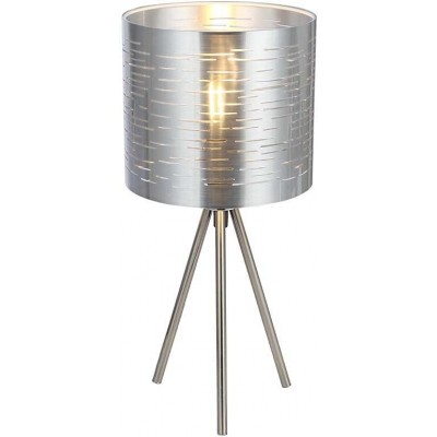Lampe de table 25W Façonner Cylindrique Ø 5 cm. Montage sur trépied Salle, chambre et hall. PMMA. Couleur nickel