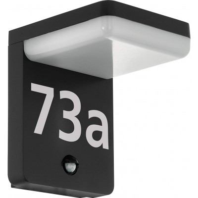 88,95 € 免费送货 | 户外壁灯 Eglo 11W 长方形 形状 LED 标志。运动检测器 阳台, 花园 和 公共场所. 现代的 风格. 钢, 铝 和 水晶. 黑色的 颜色