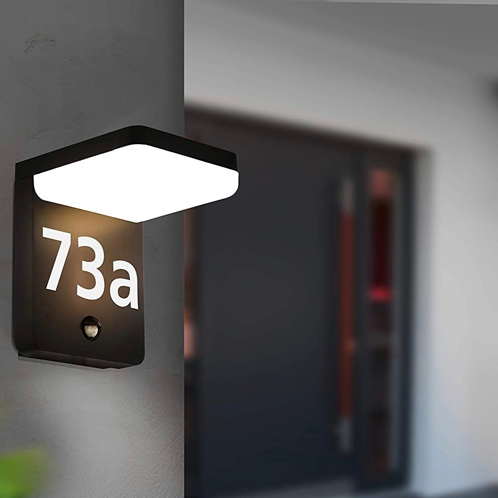 83,95 € Envio grátis | Aplique de parede ao ar livre Eglo 11W Sinal de LED. Detector de movimento Aço, alumínio e cristal. Cor preto