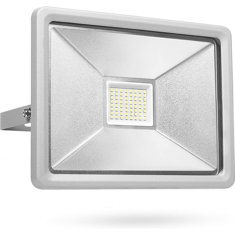 26,95 € Free Shipping | Flood and spotlight 50W Rectangular Shape 26×20 cm. LED Terrace, garden and public space. Aluminum. Silver Color