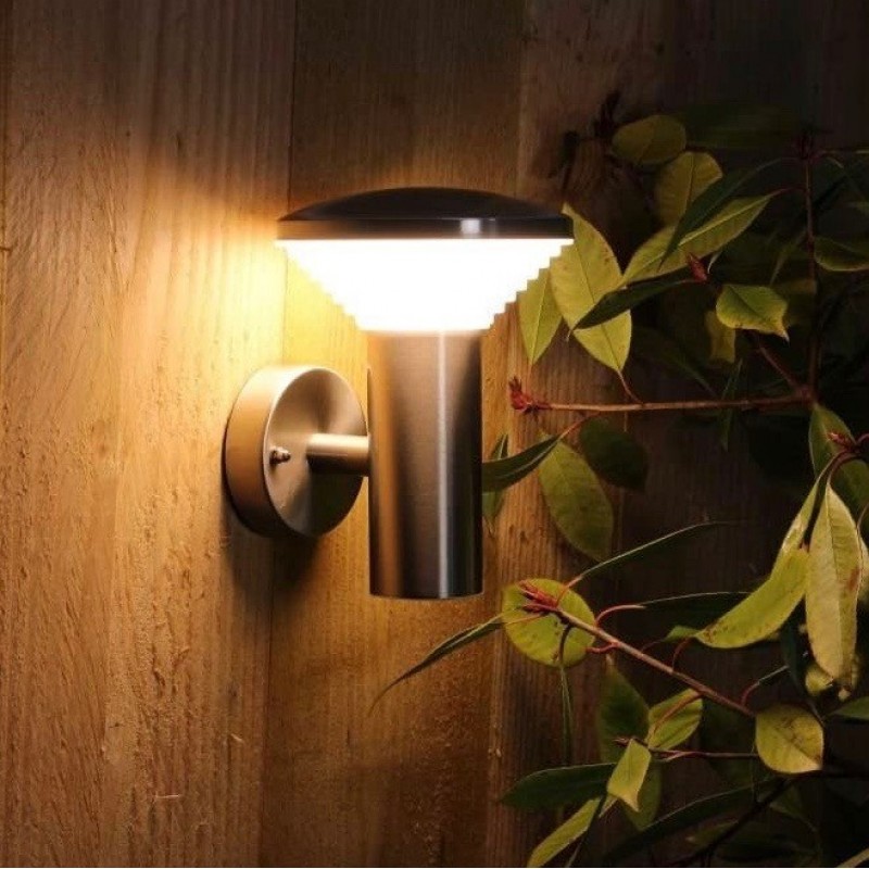 67,95 € Free Shipping | Outdoor wall light Cylindrical Shape 18×15 cm. Terrace, garden and public space. Steel, Stainless steel and PMMA. Silver Color
