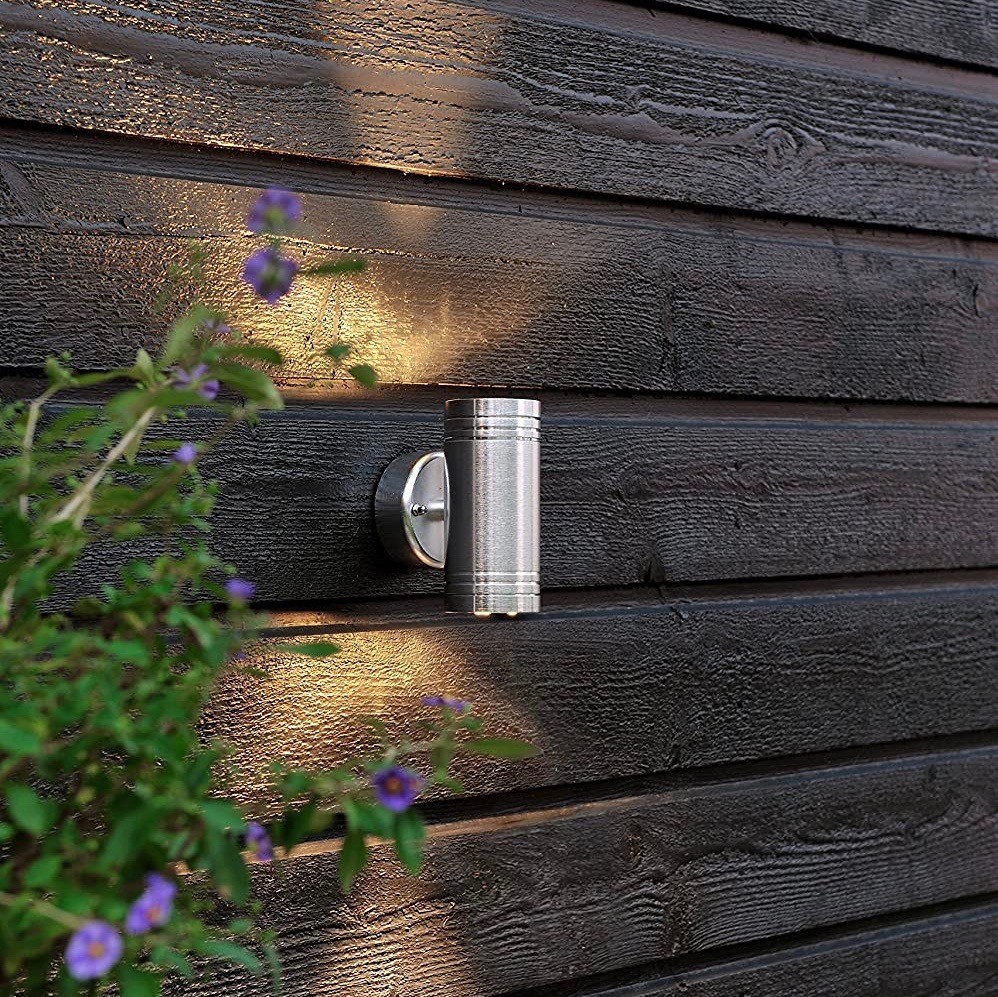 178,95 € Free Shipping | Outdoor wall light 6W 13×10 cm. Bidirectional light output Aluminum and metal casting. Silver Color