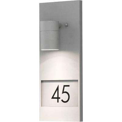 73,95 € Free Shipping | Outdoor wall light Rectangular Shape 41×16 cm. Illuminated sign with house number Terrace, garden and public space. Aluminum and Metal casting. Gray Color