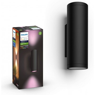 209,95 € Free Shipping | Flood and spotlight Philips 16W Cylindrical Shape 24×12 cm. Bi-directional LED. Alexa and Google Home Terrace, garden and public space. Aluminum. Black Color