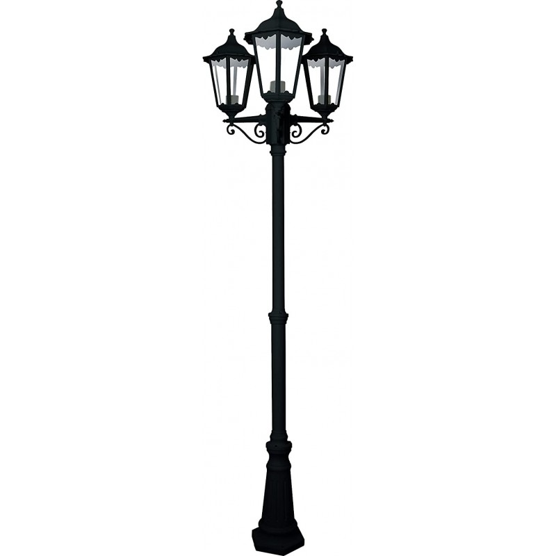 208,95 € Free Shipping | Streetlight 100W 210×64 cm. 3 points of light Terrace, garden and public space. Classic Style. Aluminum and Crystal. Black Color