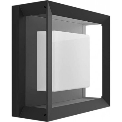 Außenwandleuchte Philips 15W Quadratische Gestalten 26×26 cm. Mehrfarbige RGB-LED. Alexa, Apple und Google Home Terrasse, garten und öffentlicher raum. Aluminium. Schwarz Farbe