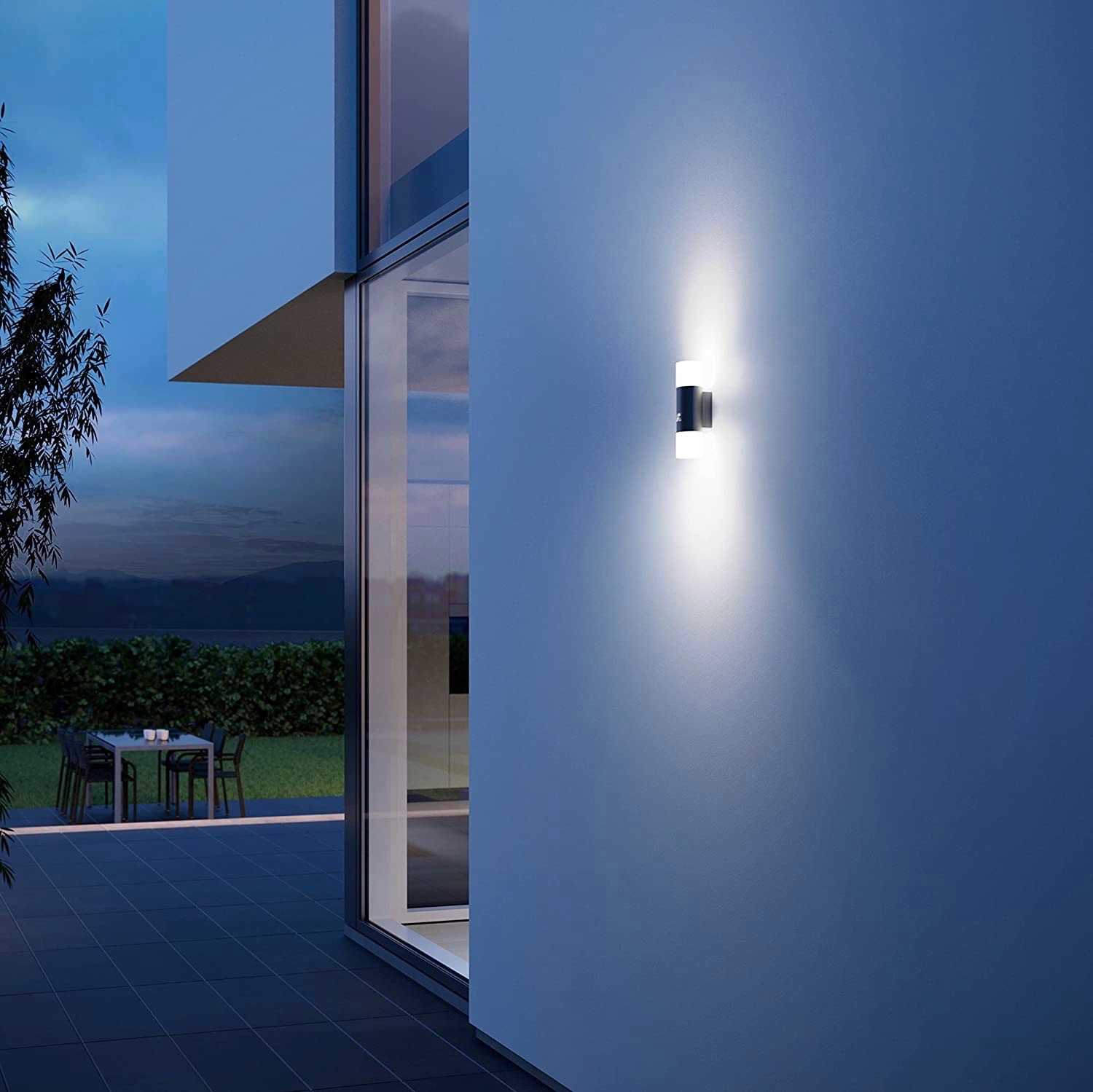 136,95 € Envio grátis | Aplique de parede ao ar livre 10W 24×9 cm. iluminação bidirecional Pmma. Cor antracite