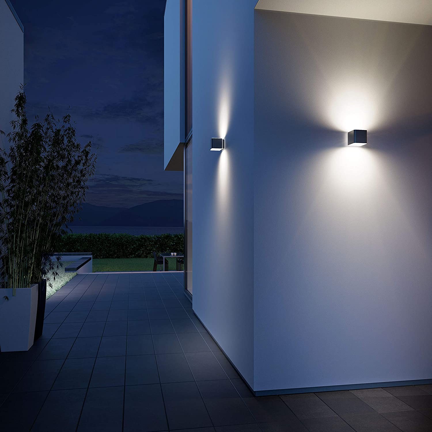 211,95 € Spedizione Gratuita | Applique da esterno 13×11 cm. LED bidirezionali. Rilevatore di movimento. Controllo con APP per smartphone Alluminio e pmma. Colore grigio