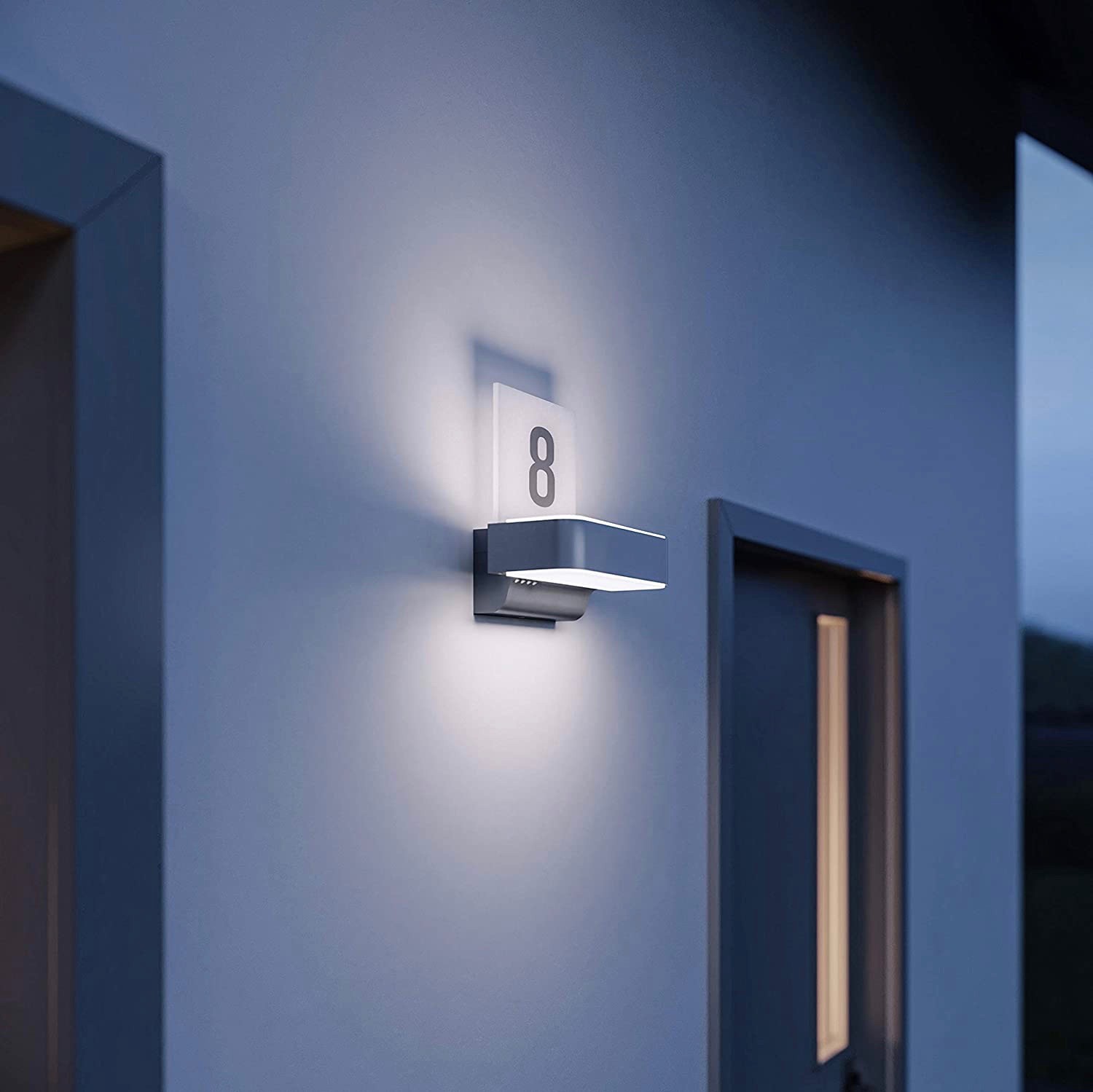 237,95 € Envio grátis | Aplique de parede ao ar livre 10W 26×23 cm. Detector de movimento Metais. Cor branco