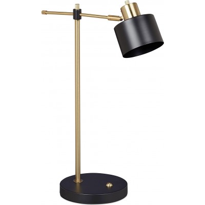 Lámpara de escritorio Forma Cilíndrica 56×36 cm. Cabezal orientable Salón, comedor y dormitorio. Estilo retro. Metal. Color negro