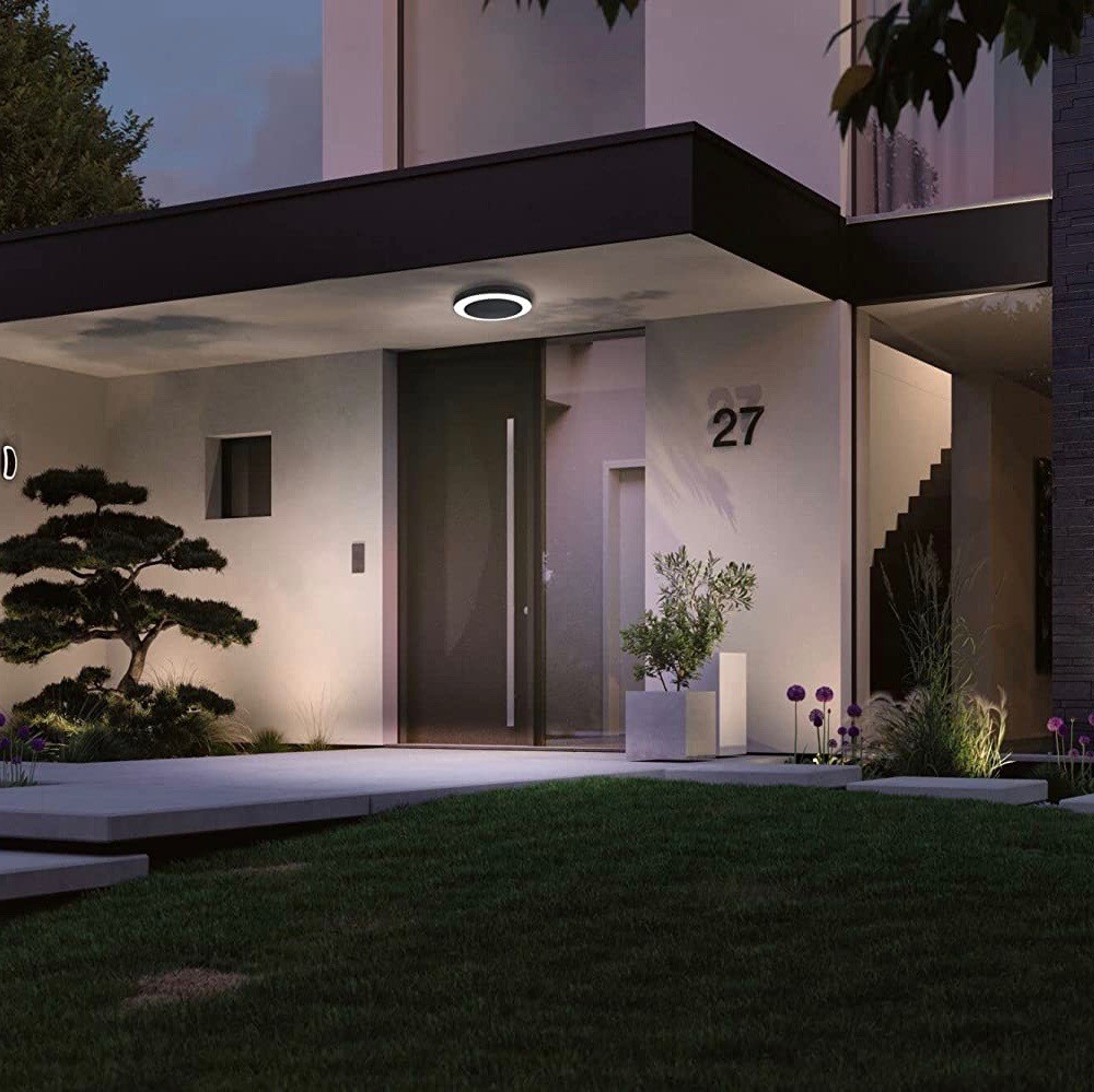 185,95 € Spedizione Gratuita | Applique da esterno 14W 32×32 cm. LED con sensore crepuscolare. Rilevatore di movimento Pmma. Colore antracite