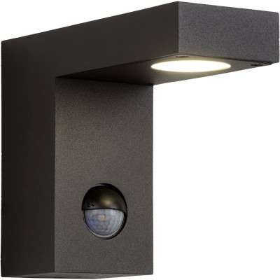 Aplique de pared exterior 6W 15×12 cm. Foco LED con sensor Aluminio. Color negro