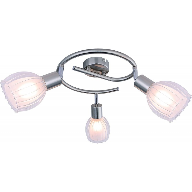 117,95 € Free Shipping | Ceiling lamp Spherical Shape 24×14 cm. 3 points of light Living room, dining room and bedroom. Gray Color