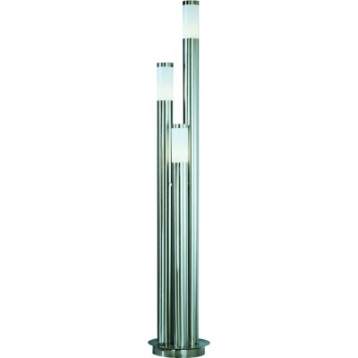 Farol luminoso 180W Forma Cilíndrica 45×45 cm. 3 pontos de luz no chão Terraço, jardim e espaço publico. Estilo moderno. Aço inoxidável e PMMA. Cor prata